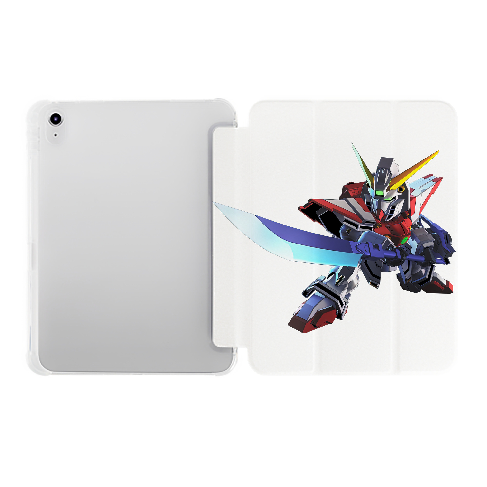 （画像用） 機動戦士ガンダム Mobile Suit Gundam IPad ケース ペン収納付き 三つ折りスタンド PUレザー×シリコン 対応機種9.5/10.5/10.9インチ